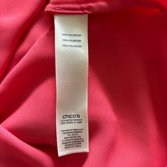 Chico's Asymmetrical Hem Sheer Dark Peach Tunic Top Sz 2 US Large Roll Tab Sleev - Picture 8 of 8